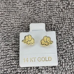 Gold Elephant Stud Earrings for Kids